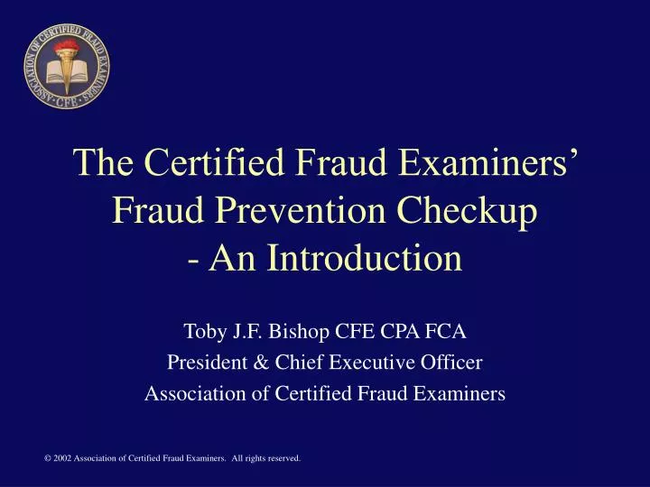 the certified fraud examiners fraud prevention checkup an introduction