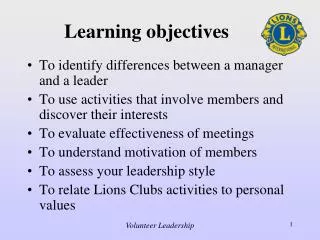 Learning objectives