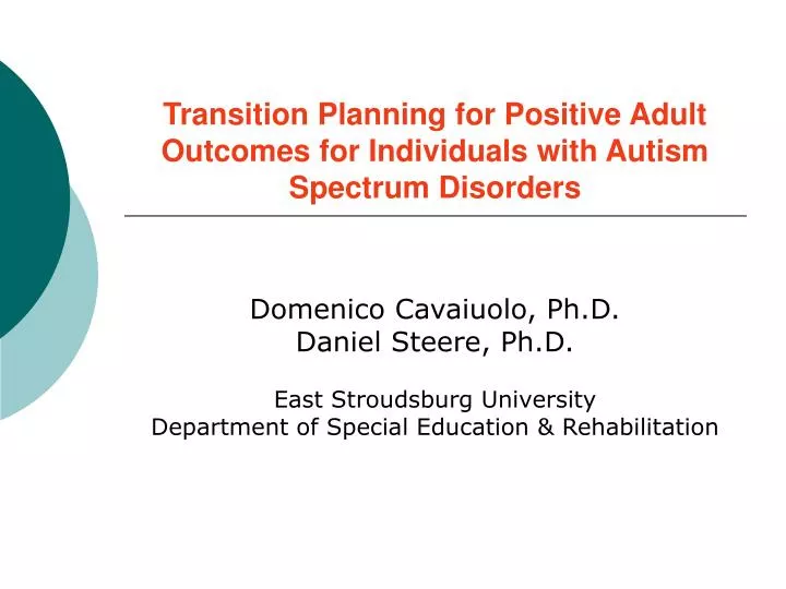 transition planning for positive adult outcomes for individuals with autism spectrum disorders