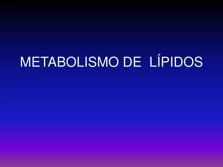 metabolismo de l pidos