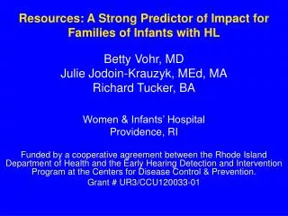 Resources: A Strong Predictor of Impact for Families of Infants with HL