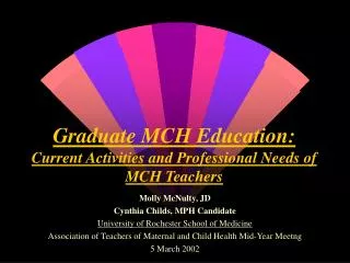 Graduate MCH Education: Current Activities and Professional Needs of MCH Teachers