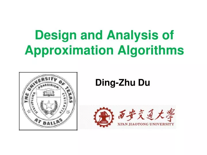 design and analysis of approximation algorithms