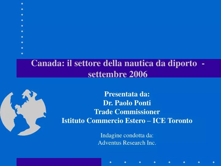 canada il settore della nautica da diporto settembre 2006