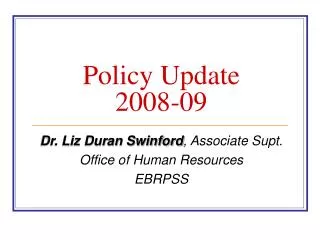 Policy Update 2008-09