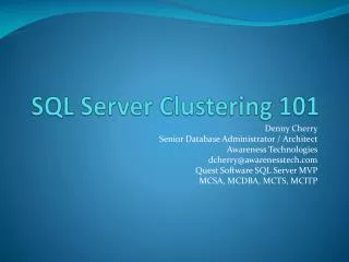 SQL Server Clustering 101