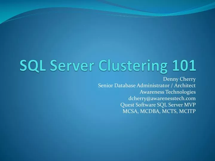 sql server clustering 101
