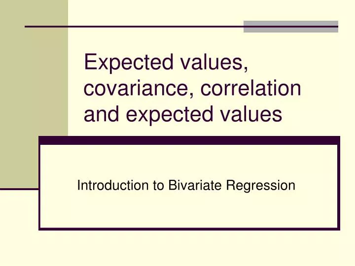 expected values covariance correlation and expected values