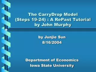 The CarryDrop Model (Steps 19-24) : A RePast Tutorial by John Murphy