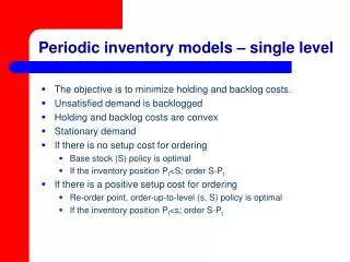 Periodic inventory models – single level