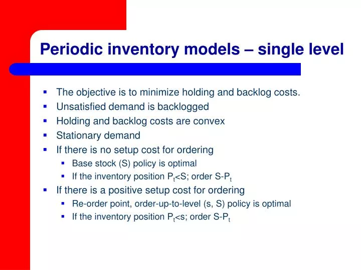 periodic inventory models single level