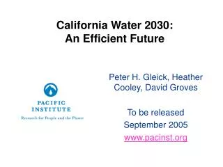 California Water 2030: An Efficient Future
