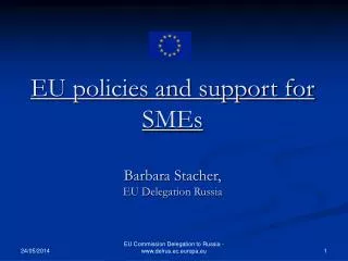 EU policies and support for SMEs Barbara Stacher, EU Delegation Russia