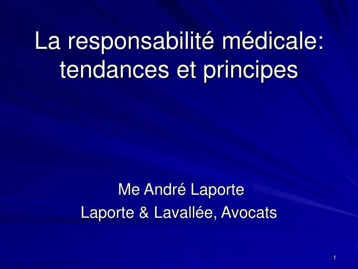 la responsabilit m dicale tendances et principes