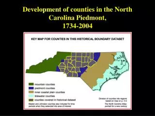 Development of counties in the North Carolina Piedmont, 1734-2004