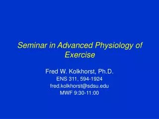 Seminar in Advanced Physiology of Exercise