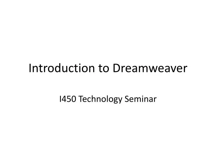 introduction to dreamweaver