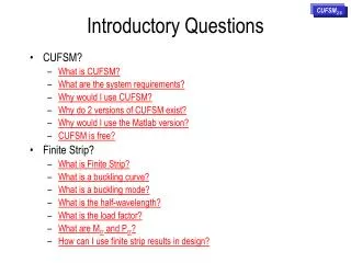 Introductory Questions