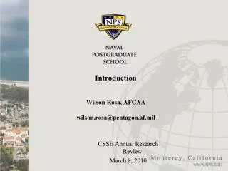 Introduction Wilson Rosa, AFCAA wilson.rosa@pentagon.af.mil