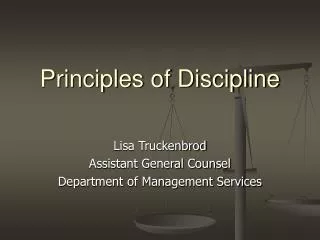 Principles of Discipline