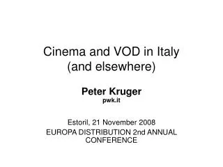 Cinema and VOD in Italy (and elsewhere)