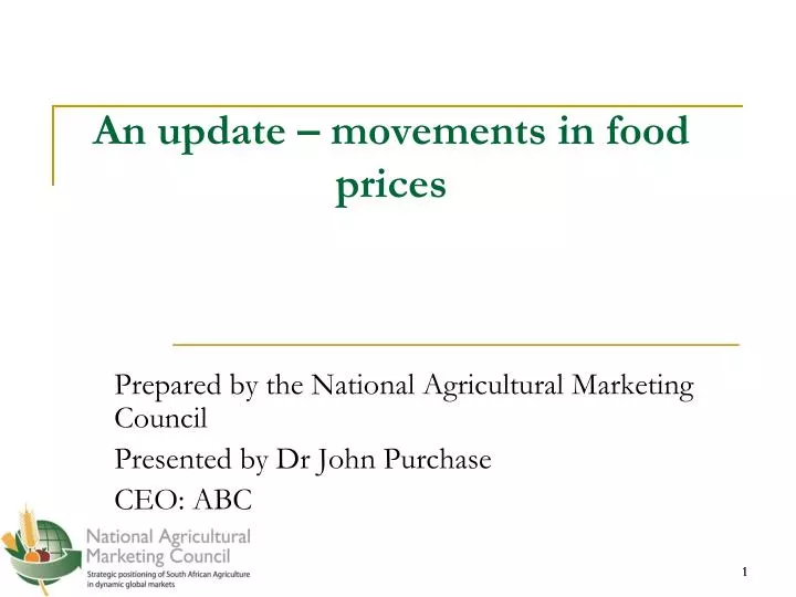 an update movements in food prices
