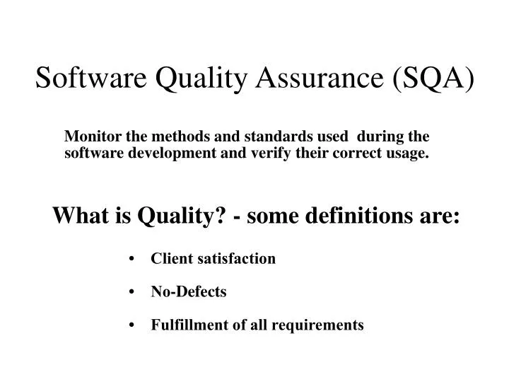 software quality assurance sqa