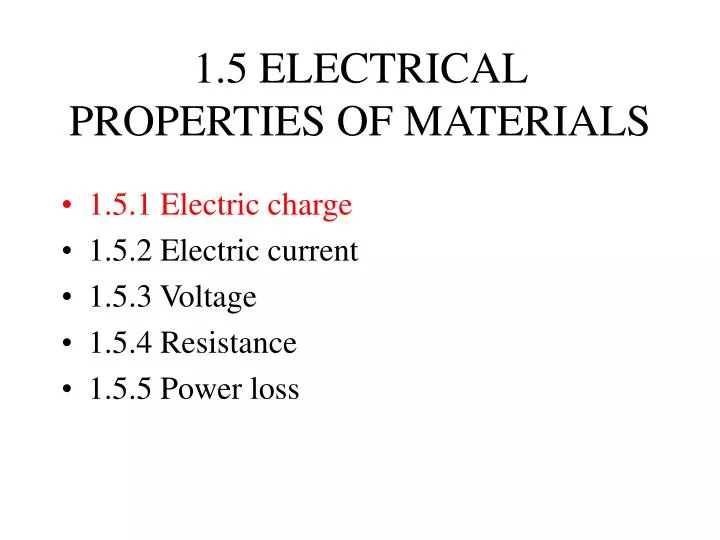 1 5 electrical properties of materials