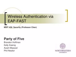 Wireless Authentication via EAP-FAST