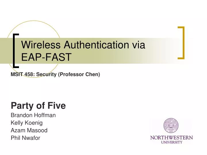 wireless authentication via eap fast
