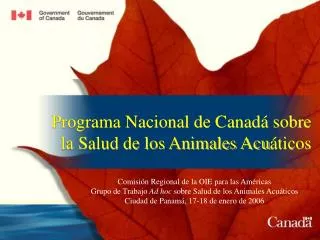 Programa Nacional de Canadá sobre la Salud de los Animales Acu áticos