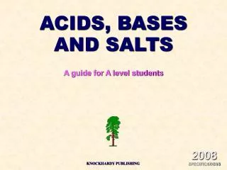 ACIDS, BASES AND SALTS A guide for A level students