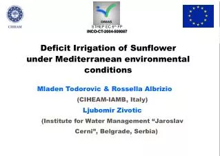 Deficit Irrigation of Sunflower under Mediterranean environmental conditions