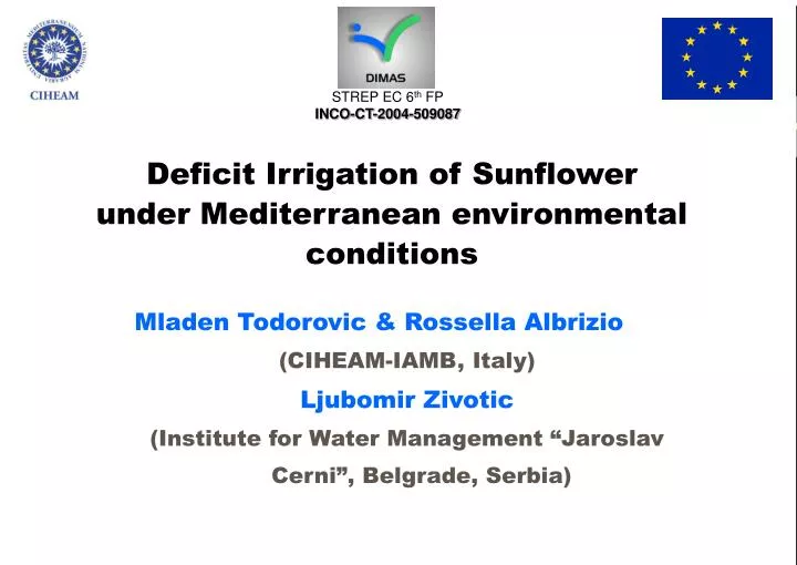 deficit irrigation of sunflower under mediterranean environmental conditions