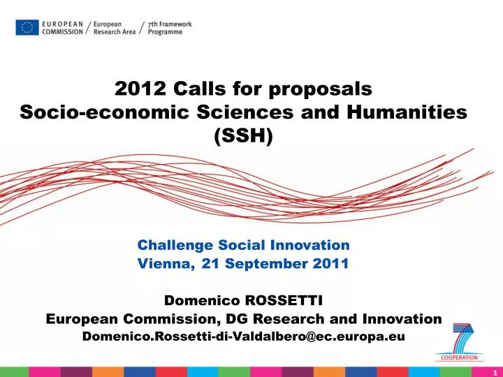 2012 calls for proposals socio economic sciences and humanities ssh