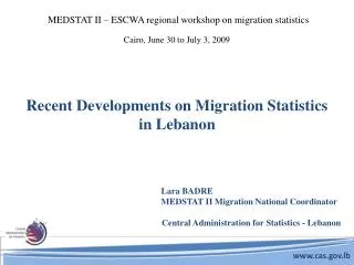Recent Developments on Migration Statistics in Lebanon