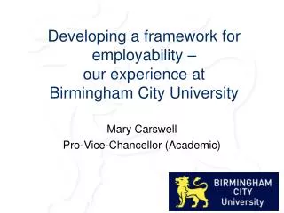 Developing a framework for employability – our experience at Birmingham City University