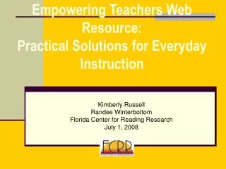 Empowering Teachers Web Resource: Practical Solutions for Everyday Instruction