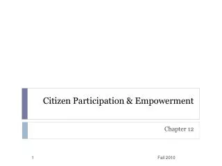 Citizen Participation &amp; Empowerment