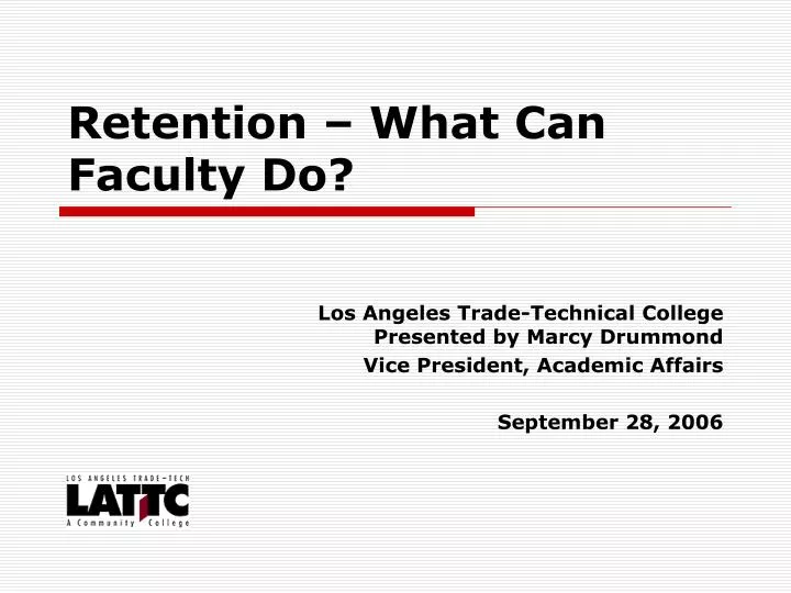 retention what can faculty do