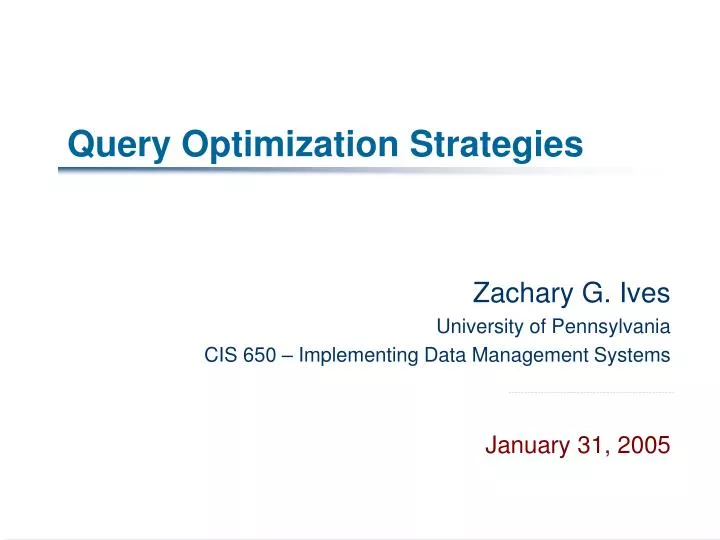 query optimization strategies