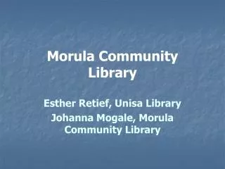 Morula Community Library