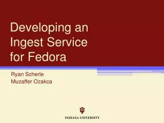 Developing an Ingest Service for Fedora