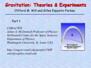Gravitation: Theories &amp; Experiments