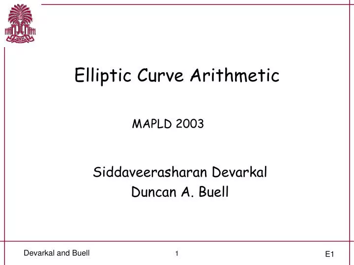 elliptic curve arithmetic