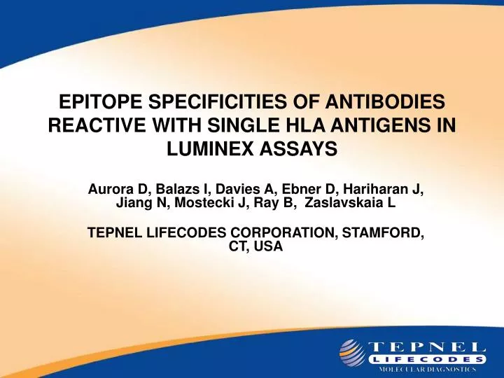 epitope specificities of antibodies reactive with single hla antigens in luminex assays