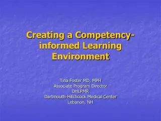 Creating a Competency-informed Learning Environment