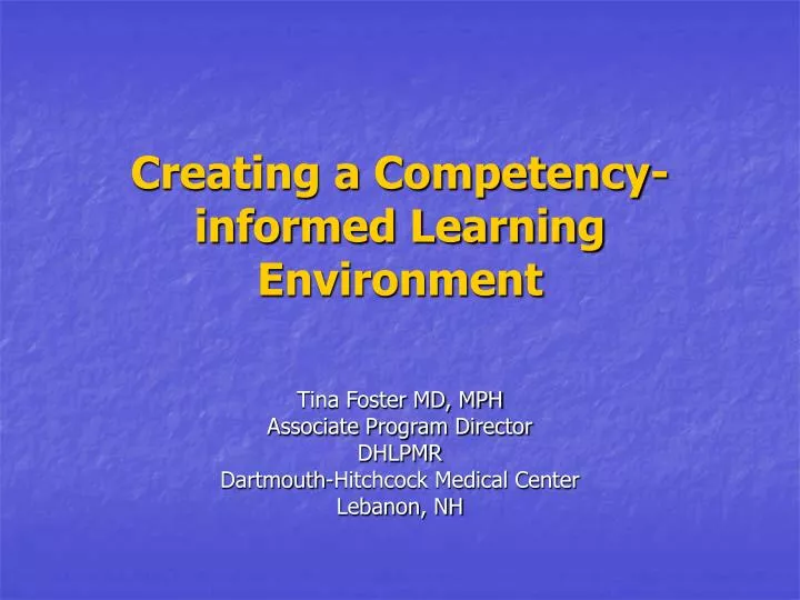 creating a competency informed learning environment