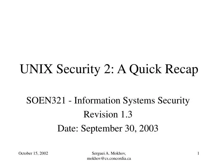 unix security 2 a quick recap
