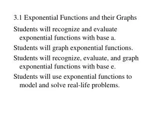 3.1 Exponential Functions and their Graphs